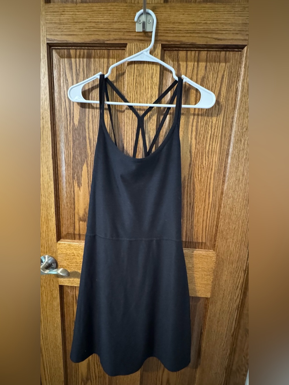 Strappy Black Atheticwear Dress- Black - Built in shorts (XL Tall)